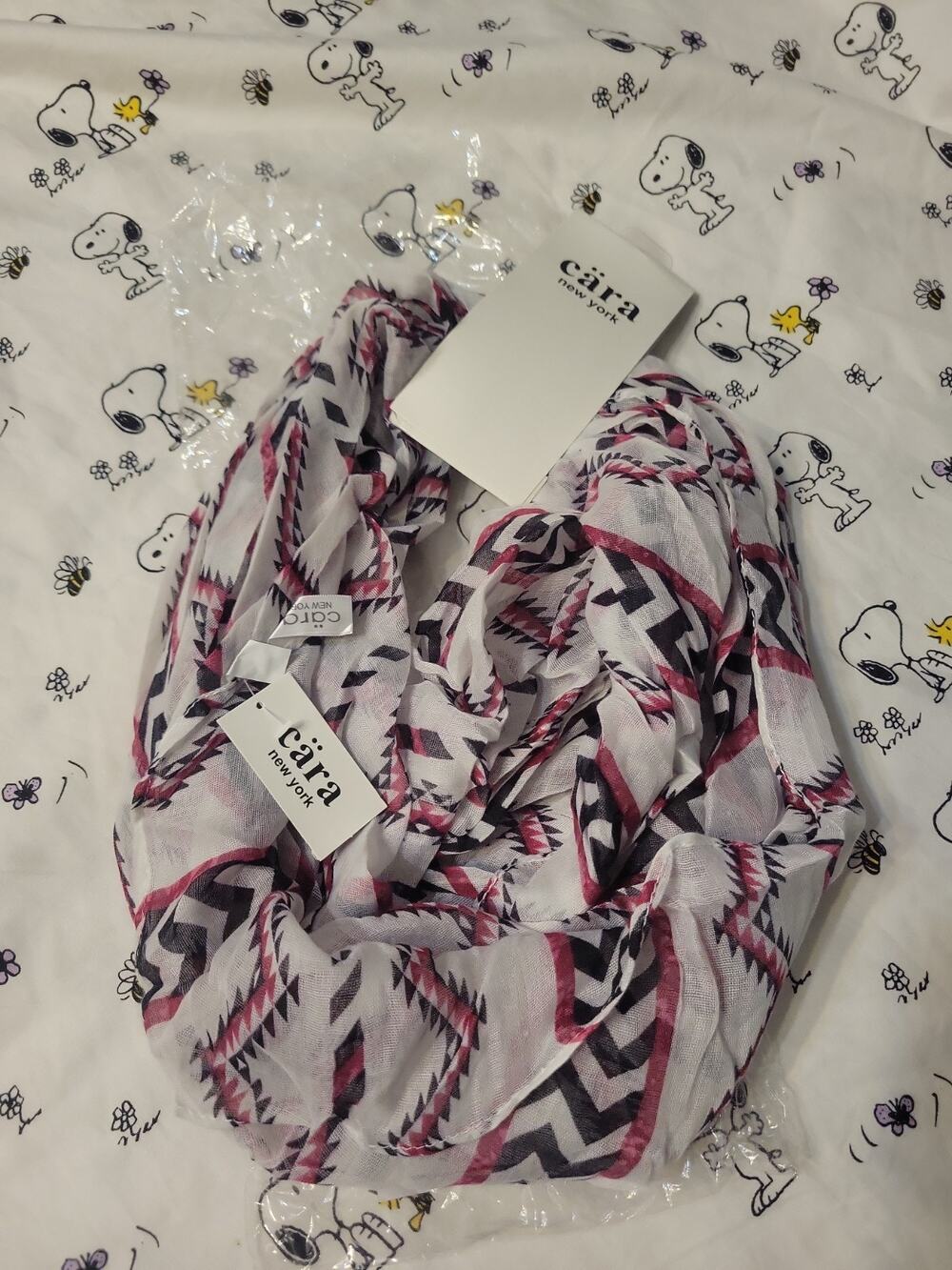 Cara New York Deep Pink Black White Design Scarf New Nwt